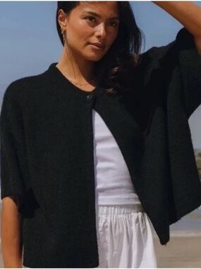 Daily Drills Single Button Alpaca Blend Cardigan Black XS/S Cozy Oversized